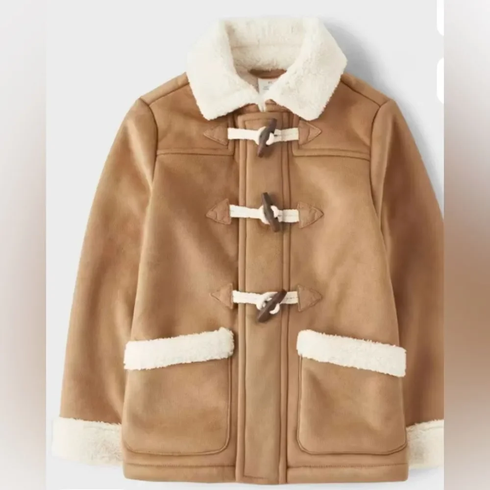 Gymboree NWT Boys Sherpa-Lined Jacket Light Brown Faux Suede Size 10